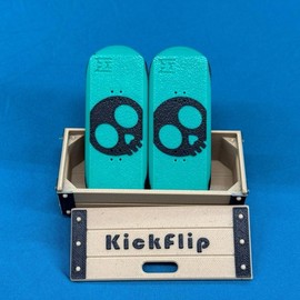 KickFlip Magnetic Fidget Skateboard - Snap & Flip Fun with 2 Magnetic Halves for Stress Relief, Focus, or Creative Tricks - Style: Skull w/crate