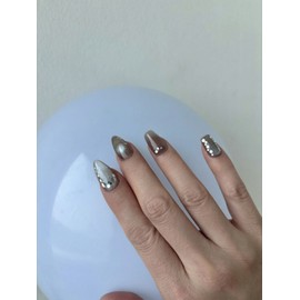 Circular glitter layer sequin magnetic handmade nail tip - Coffin / 원형글리터 레이어 스팽글 마그네틱 수제네일팁 - 코핀