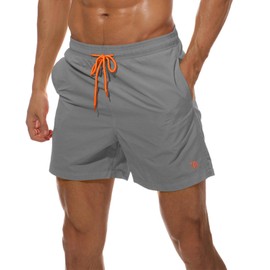 Rdruko Men's Swim Trunks Quick Dry Board Beach Swimwear Shorts with Mesh Liner(Medium Gray, CA L)