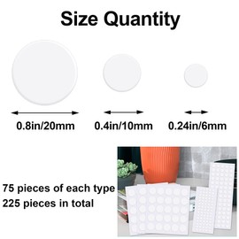 JANYUN 225 Pieces Double Sided Sticky Dot Stickers Round Putty Clear Sticky Tack No Trace Sticky Putty Waterproof Small Balloon Stickers for Wall Wood Plastic Christmas Supplies (6mm+10mm+20mm)
