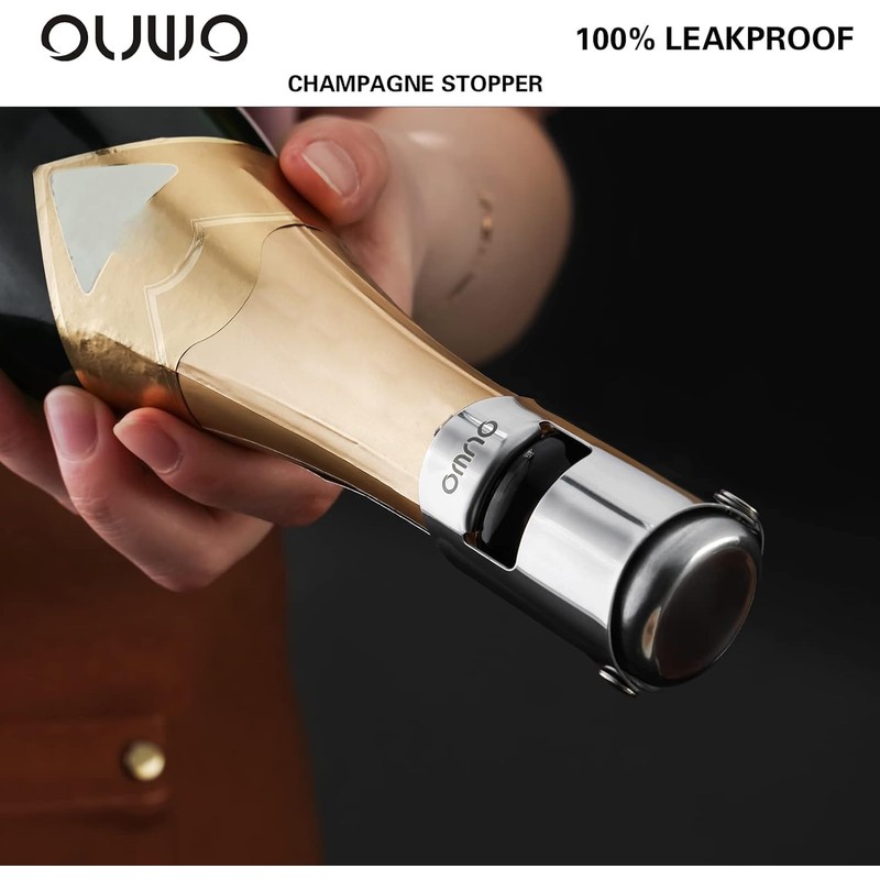 OUWO Champagne Stopper 6 Pack Stainless Steel Champagne Save with