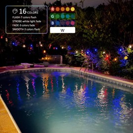 GOODSMANN Low Voltage String Lights Outdoor Color Changing String Lights 12V 50FT RGBW Hanging Lighting 10PCS 3W 145 Lumen LED Bulbs for Decorative Patio Festival Gecoration