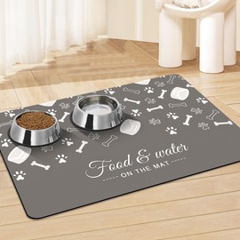 Pet Feeding Mat - Absorbent Dog Food Mat for Floors Waterproof，Dog Cat Placemat Mat for Food and Water Bowls - No Stains No Sliding Quick Dry Water Eating Dish Mat
