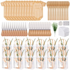 Baby Shower Prizes for Game Winners Bodysuit Shaped Cheese Board Gift with Spoons Butter Spreaders Gift Bags Kitchen Towels Bridal Shower Party Favors for Guests (Bodysuit Shaped, 12 Sets)