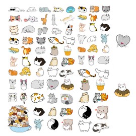 100Pcs Cute Cat Stickers,Waterproof Vinyl Cute Cartoon Cats Mixed Laptop Sticker,Animal Graffiti Decals for Notebook Journal Water Bottles Skateboard Scrapbook