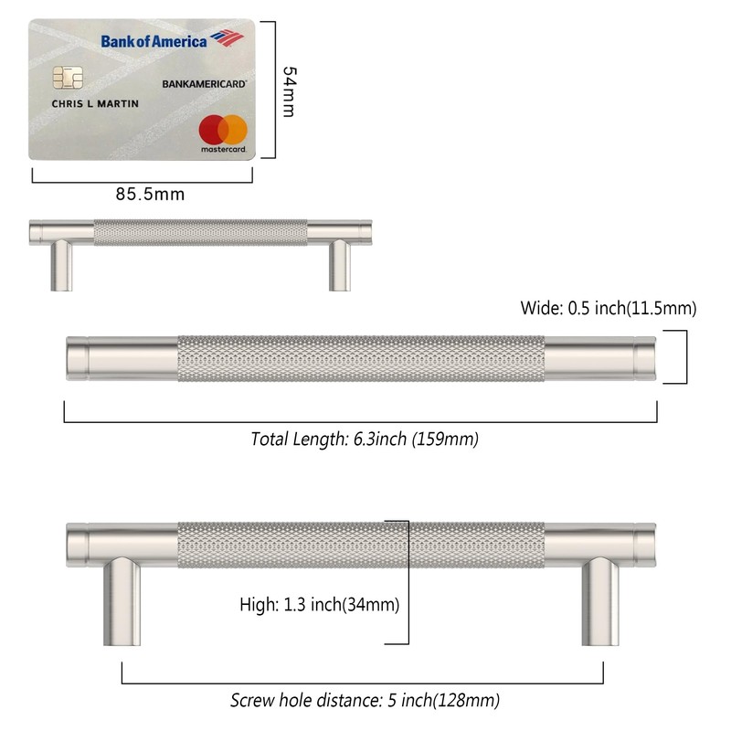 KNOKLOCK 10 Pack Brushed Satin Nickel Cabinet Pulls 5 Inch(128mm)