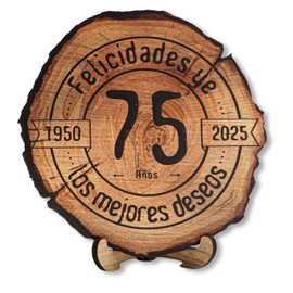 DARO Design - Wooden Disc - 75 Years - Size 20 cm - Gift for Anniversary, 75th Birthday, Anniversary - Congratulations