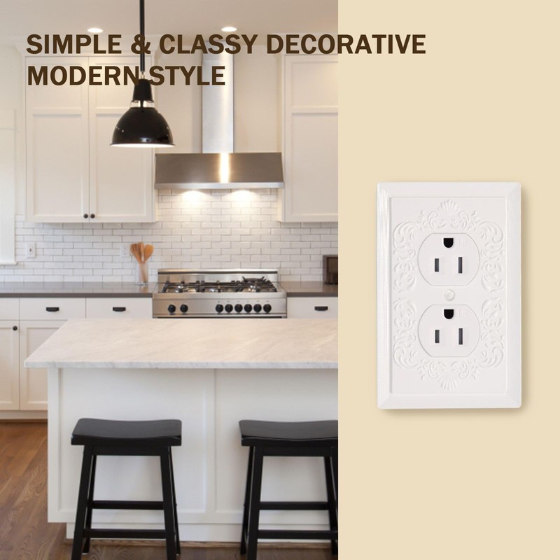 Decorative Outlet Covers Wall Plate, Petal Relief Design Classic Style,