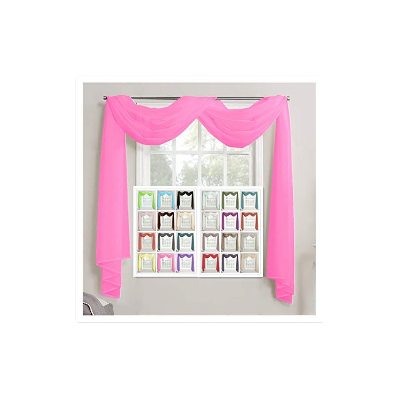 Megachest TAILORED VOILE WINDOW SCARF PELMET (hot pink, 56"X118"X1 Panel)