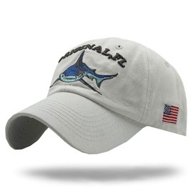 WHITE FANG CA225 Men's Vintage Damaged Cap Shark Shark Funny Patch