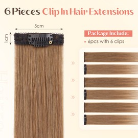 Hairro 6PCS 6 Clips In Short Hair Extensions Remy Real Human Hair Clip Ins Mini Clip On Hairpin Hairpieces For Women 31g 10 Inch #06 Light Brown