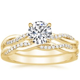Zakk Engagement Rings for Women 1.5CT Round Cubic Zirconia Twisted Promise Wedding Band Bridal Ring Sets for Her (Gold, Size U 1/2)