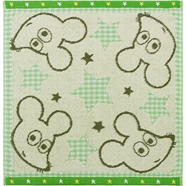 Hayashi WL203600 Hand Towel, Approx. 13.4 x 13.8 inches (34 x 35 cm), Mouse Vest, Happy Star, Green