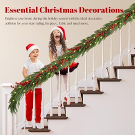 Christmas Norfolk Pine Garland,Real Touch Faux Winter Greenery Garland with Light for Stairs Table Fireplace Backdrop Wall,Christmas Holiday Seasonal Winter Decor (6ft)