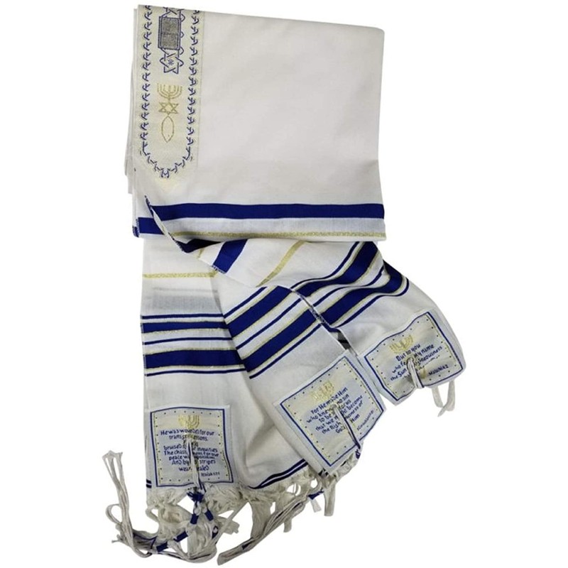 BRTAGG Tallit Prayer Shawl English/Hebrew with Matching Bag (180 x