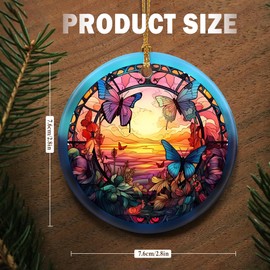 Touber Christmas Ornament, Christmas Decoration, Holiday Present Idea, Heirloom Keepsake, Round Ceramic, Gift Exchange, Gift Idea, Butterfly