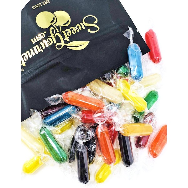 SweetGourmet Assorted Fruit Flavored Rods | Wrapped Hard Candy | 2 Pounds
