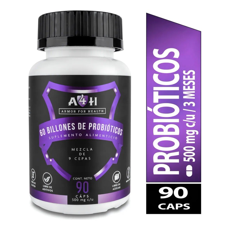 60 Billones De Probióticos/prebióticos 90 Cáps 9 Cepas A4h Sabor