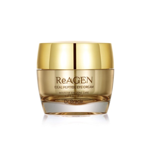 DR.ORACLE ReAGEN Ideal Peptide Eye Cream with Gold, Anti Aging Moisturizer, Wrinkle Cream, Firming, Tightening Brightening for Women and Men, (0.67o.z) Dermatologist Tested