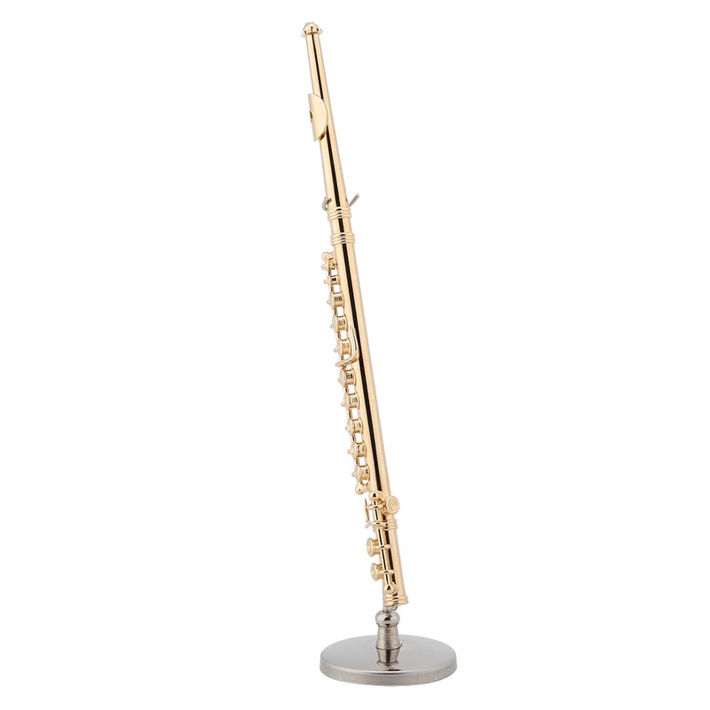 Miniature Flute Replica with Stand and Case Gold Plated Instrument