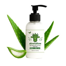 AloeTallow After Sun Lotion for Sunburn Relief & Tan Extender – Aloe Vera & Grass Fed Tallow with Shea & Cocoa Butter – Non-Toxic Daily Body Moisturizer for Dry Skin, Face & After Tanning