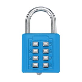 sourcing map Combination Padlock, 8-Digit Push Button Padlock 4-Position Locking Mechanism Security Combination Lock for Locker Gym Sports Locker Cabinet Toolbox (Lake Blue, Pack of 1)