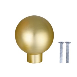 Journ Home Co. Set of 6 Timeless Brushed Gold Ball Cabinet Knobs, Traditional Brass Furniture Knobs