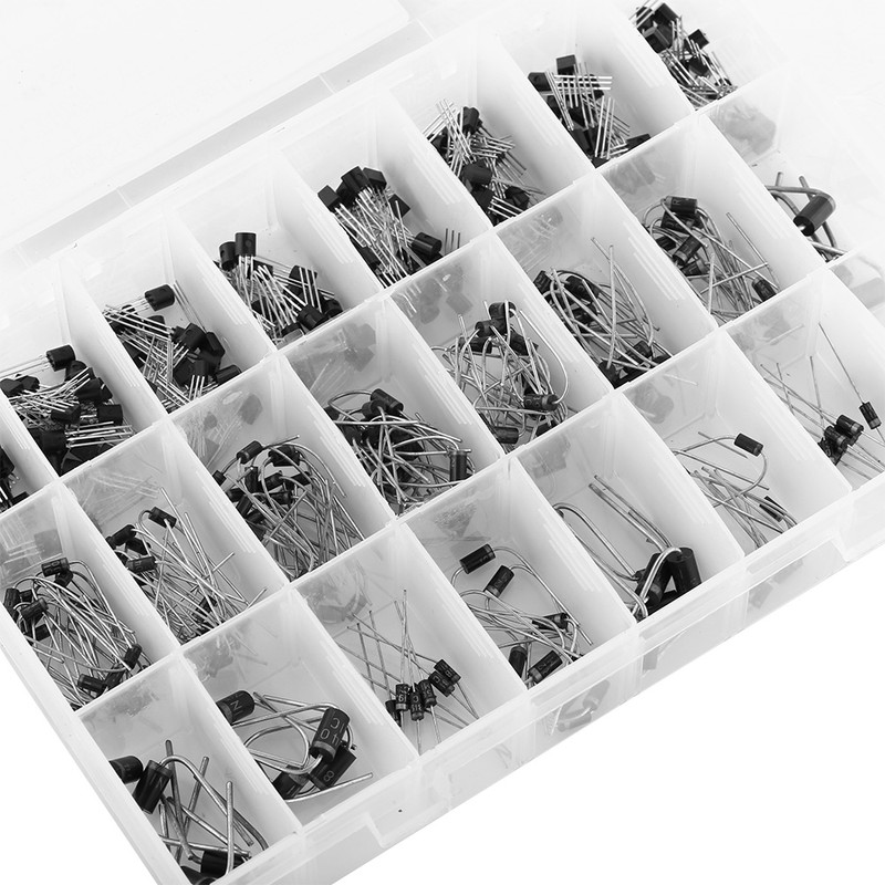 400pcs 24 Values Transistors and Rectifier Diodes Assortment Set With