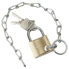 Burg-Wächter Padlock with Chain, Width 40 mm, 11640SK (Military Padlock, Brass Lock, Shackle Lock, Hanging Lock), Solid Brass Body