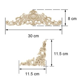 Dtoterul Wooden Ornaments 6 Pieces Ornaments Wooden Corner Onlay Applique Furniture Wood Carved Furniture Appliques Wood Decorative Long Carved Onlay Applique Wood Carved Corner Ornaments for