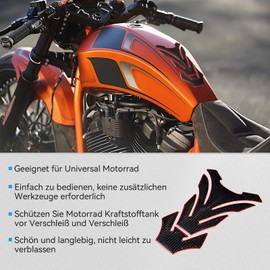 Cretassion Motorcycle Tank Pad Tank Protector Tank Sticker 3D Tank Pad Protector Universal Motorcycle Tank Sticker Red