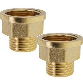 BERANMEY 2 Pack Brass Pipe Fittings, 1/2" to 3/4" Pipe Reducer Adapter Coupler, 1/2" NPT Male Pipe x 3/4" NPT Female Pipe Fitting