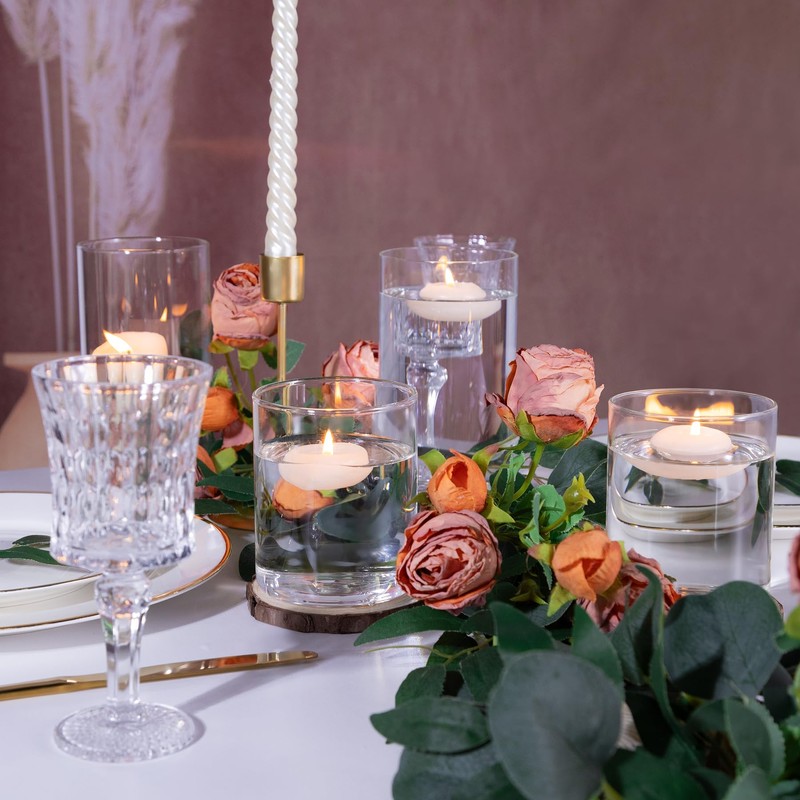UPBUD 4 Inch Small Glass Cylinder Vases for Centerpieces |