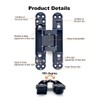 VOLUKA 2 Pack Hidden Door Hinges, 6 inch 3-Way Adjustable