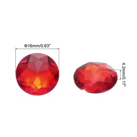 sourcing map Flat Back Round Acrylic Rhinestones,16mm Red Flatback Crystal Rhinestones for Crafts Clothes Shoes DIY Decoration Gifts 50Pcs