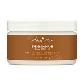 SheaMoisture Even and Radiant Face Cleanser For Uneven Skin Tone and Dark Spots 3-in-1 Cleansing Balm With Raw Honey 3.2 oz