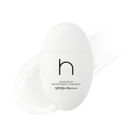 HAMEL Vegan Relief Water Essence Suncream︱sunscreen, sunblock(SPF50+,PA++++)︱1.69 fl. oz. / 50ml︱Green Tea, CICA(centella asiatica)︱Fragrance Free︱Vegan, Cruelty Free