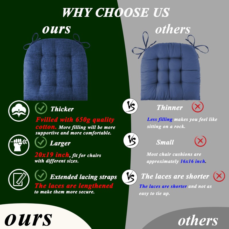 FlyGulls Extra Large Rocking Chair Cushion with Thick Padding High