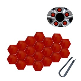 20 Pcs Car Wheel Nut Caps，0.83 Inches Universal Lug Nut Covers Bolt Caps， Auto Hub Screw Protector with Remover Tool， Lug Nut Covers ，Automotive Exterior Accessories (Red)