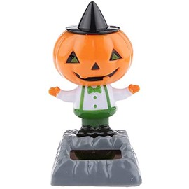 Solar Bobble Shaking Head Dancing Toy Pumpkin Figure Statue Car Dash Board Ornaments for Car Vehicle Decoration