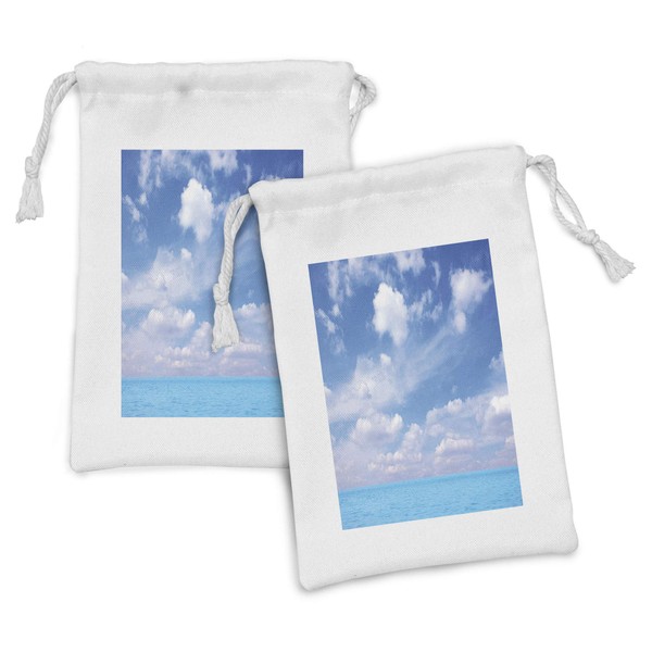 Lunarable Clouds Fabric Pouch Set of 2, Nature Landscape with