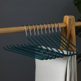 10 Pack Open Ended Pants Jean Hangers Heavy Duty Non Slip for Closet, Space Saving Trouser Hangers, Metal Pant Hanger for Women Men, Green
