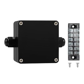 JINDOUZI ABS IP67 Waterproof Dustproof Electrical Junction Box, with 15A 600V Barrier Terminal Cable Connector, 1 in/1 Out Power Junction Box（3.26 * 3.18 * 2.2in）
