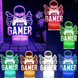 Gamer Pro Night Light, Gamepad Graphic Video Games Gift Funny 3D Illusion Lamp 7 Colors Changing Touch, Gaming light, 3D USB light, bedroom decoration for gaming fans, children, men, boys and girls