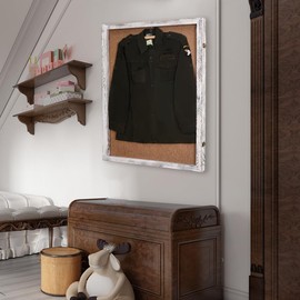 30x40 Shadow Box, Front Opening Shadow Boxes Display Cases for Seashell Antique Ticket Stub Insect Taxidermy Coins-Distressed White