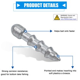 50pcs Fishing Weights Fishing Nail Weights Kit Insert Sinkers Wacky Worm Weights for Bass Fishing Soft Plastic Lures Nail Fishing Sinkers Wacky Rig Neko Rig Insert Pencil Sinkers Weight Kit 4 Sizes