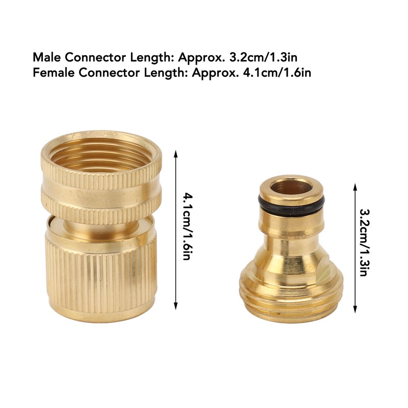 2PCS Water Hose Quick Connector Brass 3/4 Inch Male and