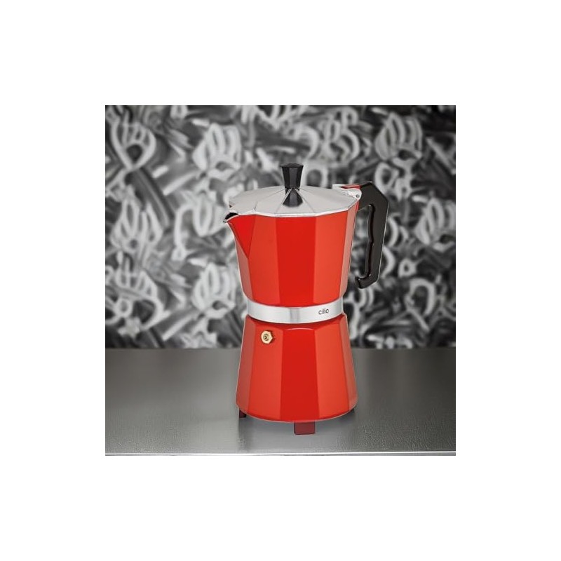 Cilio Classico Stovetop Espresso Maker, 15 Ounce, Red