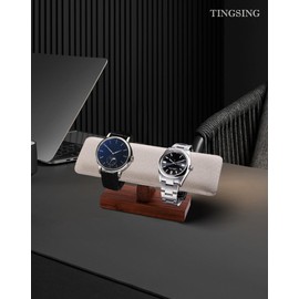 TINGSING Walnut Watch Stand T-Bar Watch Holder Faux Suede Watch Rack Bracelet Display Stand Jewelry Organizer for Watches, Braceletes, Watch Stand for Men, Men's Gift on Christmas,Beige