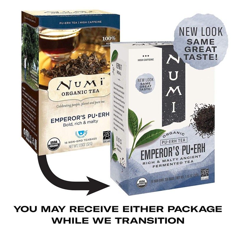 Numi Organic Emperor's Pu-erh Tea, 48 Dark Tea Bags, Aged